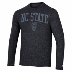 NC State Wolfpack Champion Heathered Black Tri-Blend Blackout Long Sleeve T-Shirt(Nc State Wolfpack Champion Heathered Black Tri Blend Blackout Long Sleeve T Shirt)
