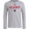 NC State Wolfpack Adidas Heathered Grey Pre-Game Basketball Long Sleeve(Nc State Wolfpack Adidas Heathered Grey Pre Game Basketball Long Sleeve)