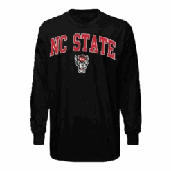 NC State Wolfpack Black Arch Signature Wolfhead Long Sleeve T-Shirt(Nc State Wolfpack Black Arch Nc State Long Sleeve T Shirt)