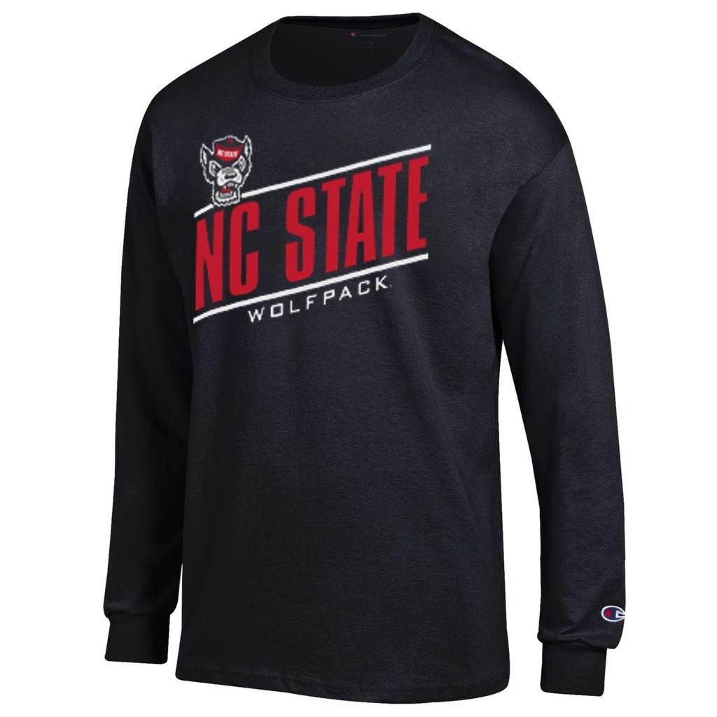 NC State Wolfpack Champion Black Slanted Outline Wolfhead Long Sleeve T-Shirt(Nc State Wolfpack Champion Black Slanted Outline Wolfhead Long Sleeve T Shirt)