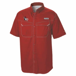 NC State Wolfpack Columbia Red Slobbering Wolf Low Drag Offshore Button Down Shirt(Nc State Wolfpack Columbia Red Slobbering Wolf Low Drag Offshore Button Down Shirt)