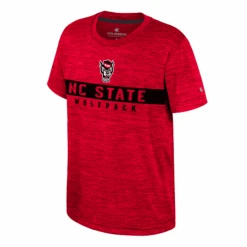 NC State Wolfpack Colosseum Youth Heathered Red Wolfhead Black Stripe T-Shirt(Nc State Wolfpack Colosseum Youth Heathered Red Wolfhead Black Stripe T Shirt)
