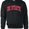 NC State Wolfpack Black Arched Heat Sealed NC State Crewneck Sweatshirt(Nc State Wolfpack Trt Black Arched Heat Sealed Nc State Crewneck Sweatshirt)