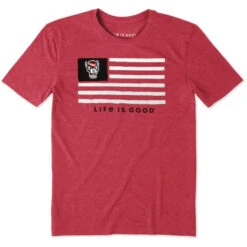 NC State Wolfpack Life Is Good Red Wolfhead Flag T-Shirt(Nc State Wolfpack Life Is Good Red Wolfhead Flag T Shirt)