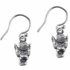 NC State Wolfpack Sterling Silver Wolfhead Dangle Earrings(Nc State Wolfpack Sterling Silver Wolfhead Dangle Earrings)