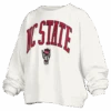 NC State Wolfpack Women's White Janise Waist Length Oversized Crewneck(Nc State Wolfpack Womens White Janise Waist Length Oversized Crewneck)