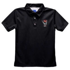 Red And White Shop 21 NC State Youth Embroidered Wolfhead Solid Black Polo(Nc State Youth Embroidered Wolfhead Solid Black Polo)