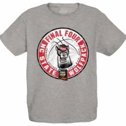 NC State Wolfpack 2024 Men's Basketball Final Four Sports Grey Youth T-Shirt(Nc State Wolfpack 2024 Mens Basketball Final Four Sports Grey Youth T Shirt)