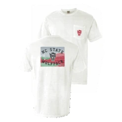 NC State Wolfpack Comfort Colors White Football Stadium Pocket T-Shirt(Nc State Wolfpack Comfort Colors White Football Stadium Pocket T Shirt)