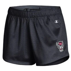 NC State Wolfpack Champion Women's Black Wolfhead Mesh Shorts(Nc State Wolfpack Champion Womens Black Wolfhead Mesh Shorts)