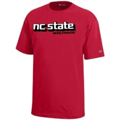 NC State Wolfpack Champion Youth Red Blocked Over Wolfpack T-Shirt(Nc State Wolfpack Champion Youth Red Blocked Over Wolfpack T Shirt)