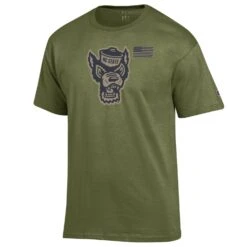 NC State Wolfpack Champion Cargo Green Wolfhead Salute To Service T-Shirt(Nc State Wolfpack Champion Cargo Green Wolfhead Salute To Service T Shirt)