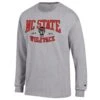 NC State Wolfpack Champion Grey Arched Wolfpack Est. 1887 Over Wolfhead Long Sleeve T-Shirt(Nc State Wolfpack Champion Grey Arched Wolfpack Est 1887 Over Wolfhead Long Sleeve T Shirt)
