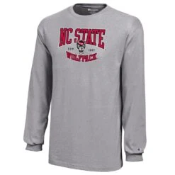 NC State Wolfpack Champion Youth Oxford Heather Grey Wolfhead Established 1887 Long Sleeve T-Shirt(Nc State Wolfpack Champion Youth Oxford Heather Grey Wolfhead Established 1887 Long Sleeve T Shirt)