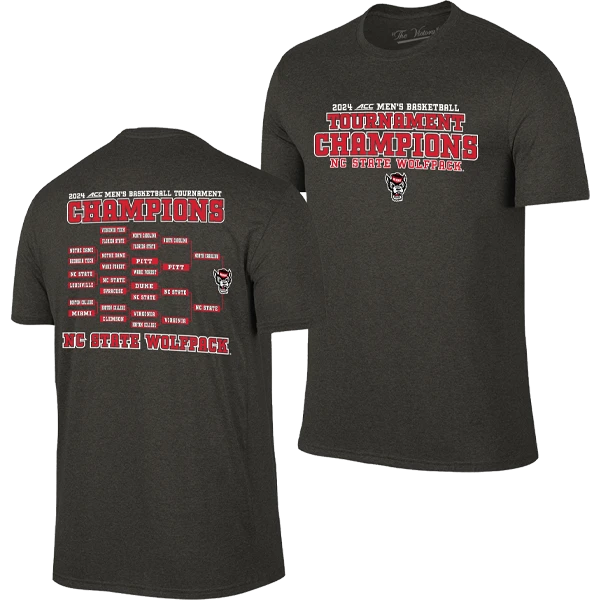 NC State Wolfpack Heathered Black 2024 ACC Men's Basketball Tournament Champions Bracket T-Shirt(Nc State Wolfpack Heathered Black 2024 Acc Mens Basketball Tournament Champions Bracket T Shirt)