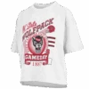 NC State Wolfpack Women's White Calgary Wolfhead Oversized Crop Top(Nc State Wolfpack Womens White Calgary Wolfhead Oversized Crop Top)