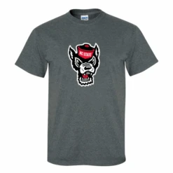 NC State Wolfpack Youth Dark Heather Grey Wolfhead T-Shirt(Youth Dark Heather Grey Wolfhead T Shirt)