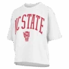 NC State Wolfpack Women's White Wellington Oversized Crop Top(Nc State Wolfpack Womens White Wellington Oversized Crop Top)