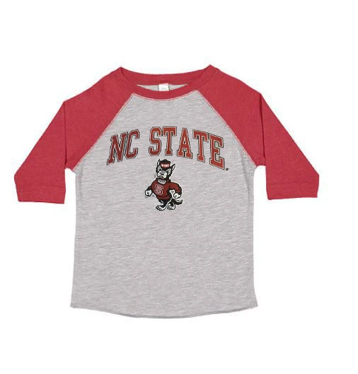 NC State Wolfpack Youth Grey And Red Raglan Strutting Wolf 3/4 Sleeve T-shirt(Nc State Wolfpack Youth Grey And Red Raglan Strutting Wolf 3 4 Sleeve T Shirt) 1 NC State Wolfpack Youth Grey And Red Raglan Strutting Wolf 3/4 Sleeve T-shirt(Nc State Wolfpack Youth Grey And Red Raglan Strutting Wolf 3 4 Sleeve T Shirt)
