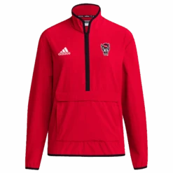 NC State Wolfpack Adidas 1/4 Zip Red Woven Jacket(Nc State Wolfpack Adidas 1 4 Zip Red Woven Jacket)