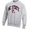 NC State Wolfpack Champion Silver Grey Slobbering Wolf Reverse Weave Crewneck(Nc State Wolfpack Champion Silver Grey Slobbering Wolf Reverse Weave Crewneck)