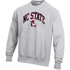 NC State Wolfpack Champion Youth Grey Slobbering Wolf Reverse Weave Crewneck Sweatshirt(Nc State Wolfpack Champion Youth Grey Slobbering Wolf Reverse Weave Crewneck Sweatshirt)