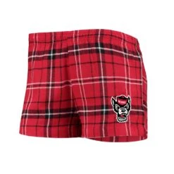NC State Wolfpack Women's Red And Black Ultimate Flannel Shorts(Nc State Wolfpack Womens Red And Black Ultimate Flannel Shorts)