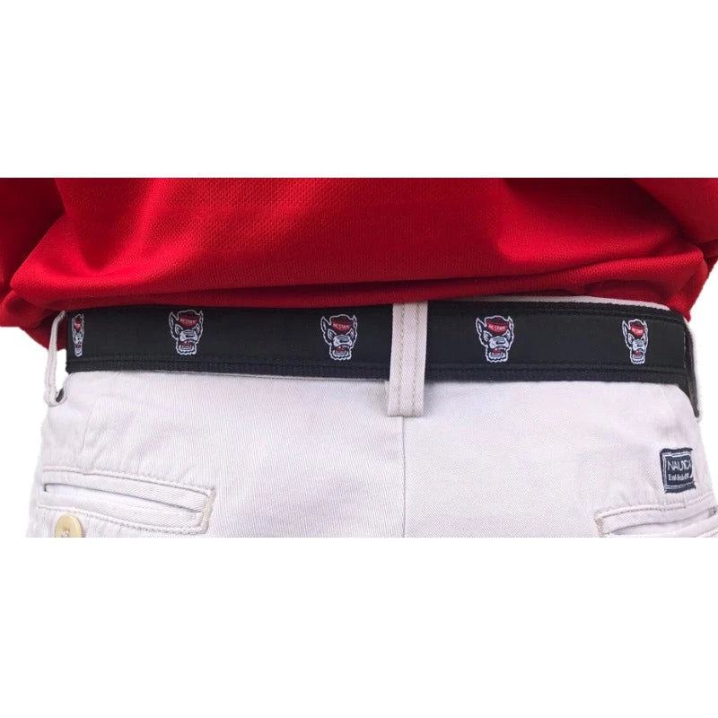 NC State Wolfpack Black Wolfhead Web Belt(Nc State Wolfpack Black Wolfhead Web Belt) 2 NC State Wolfpack Black Wolfhead Web Belt(Nc State Wolfpack Black Wolfhead Web Belt) - Image 2