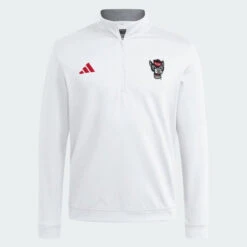 NC State Wolfpack Adidas 2025 White Wolfhead Elevated 1/4 Zip(Nc State Wolfpack Adidas 2025 White Wolfhead Elevated 1 4 Zip)