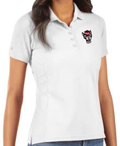 Antigua NC State Wolfpack Women's Legacy Pique White Golf Shirt(Nc State Wolfpack Womens Legacy Pique White Golf Shirt)